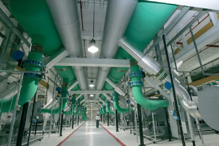 Ductwork and ventilation pipes overhead